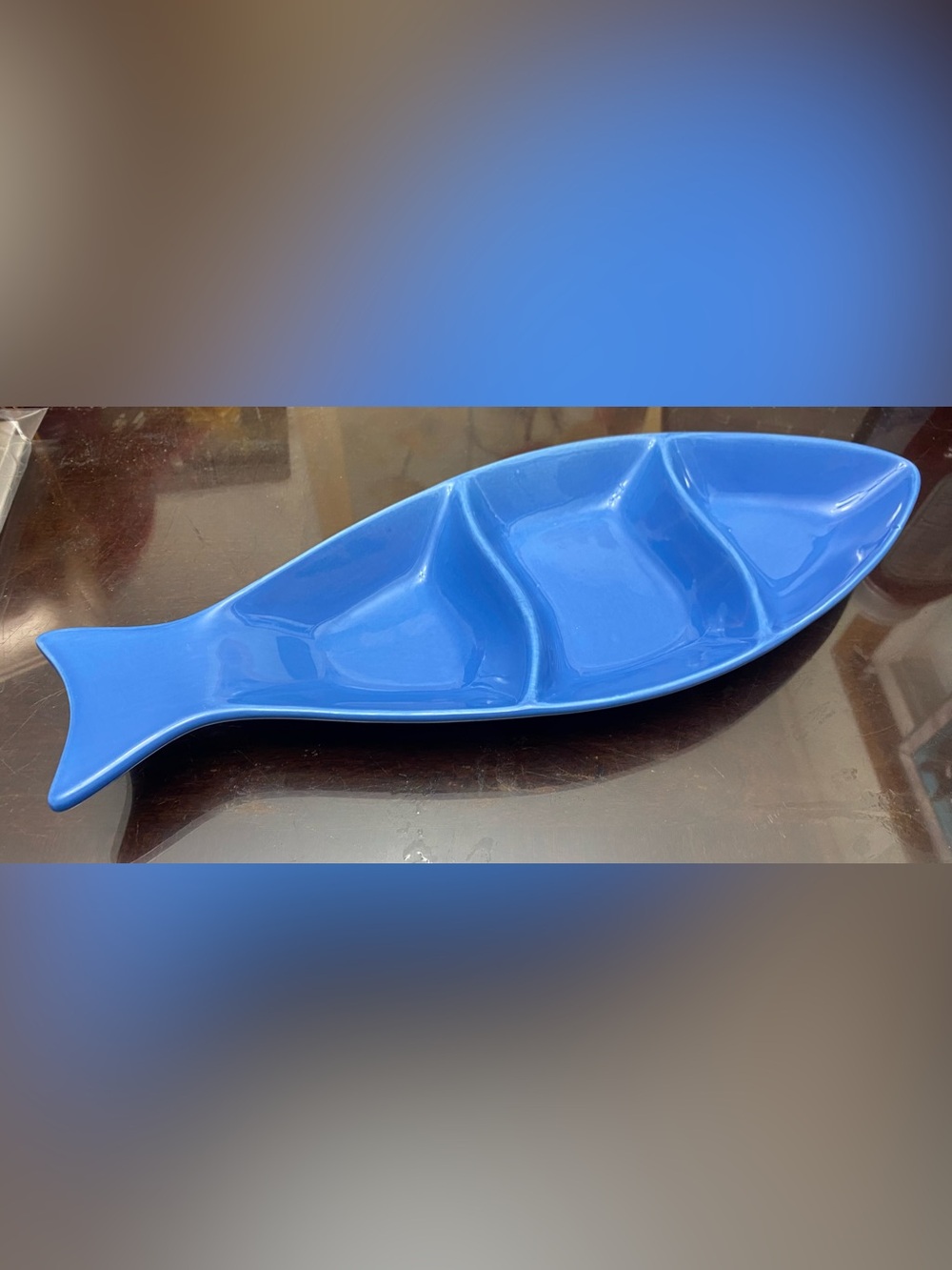 Blue Ceramic Divided Serving Dish - Home Accents